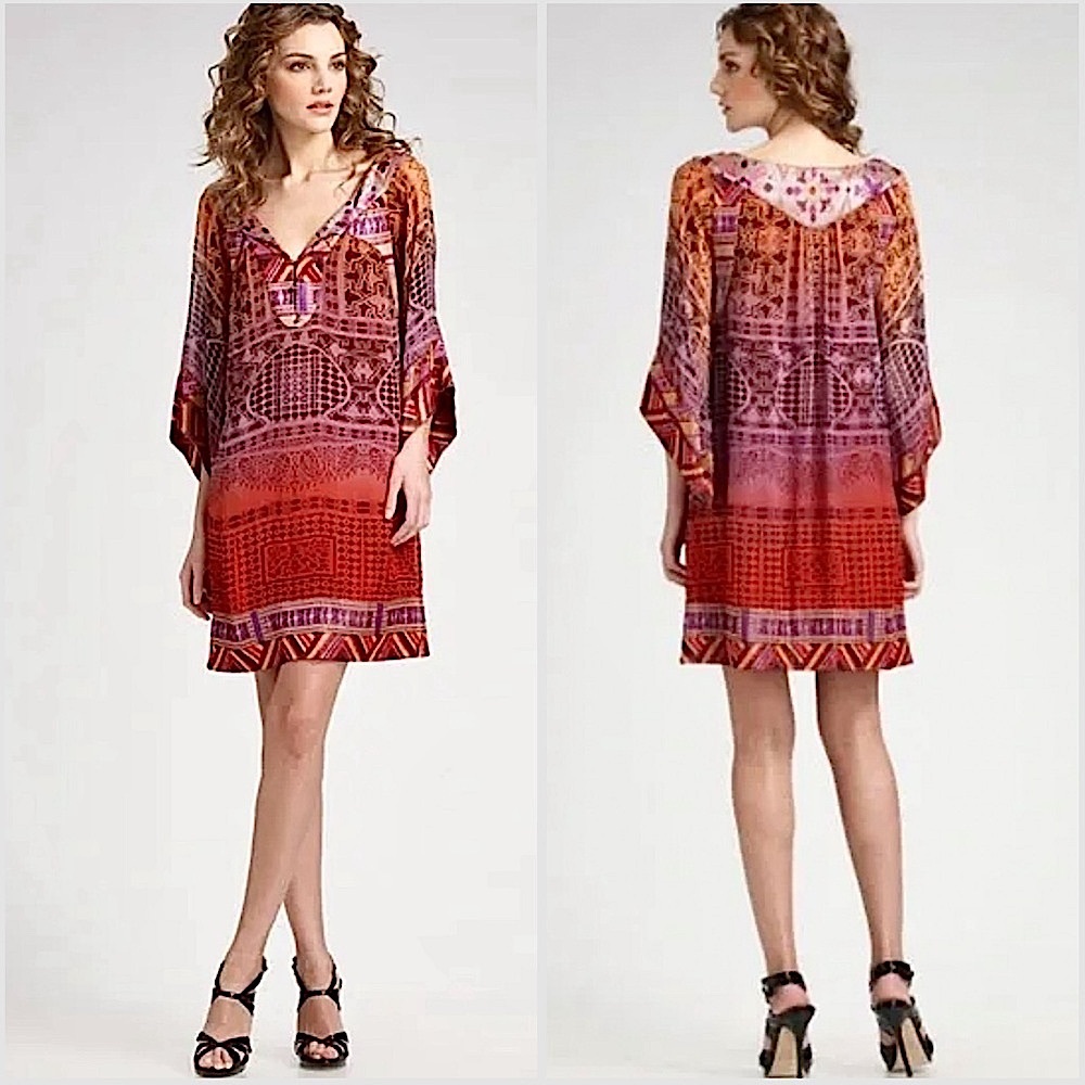 Diane Von Furstenberg Tabalah Silk Mini‎ Shift Dress Size 4